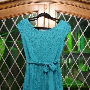 LC Lauren Conrad Green Flower Lace Dress